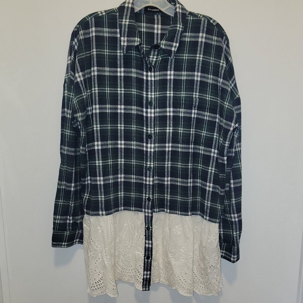 BLU PEPPER Blue & Creme Plaid Shirt